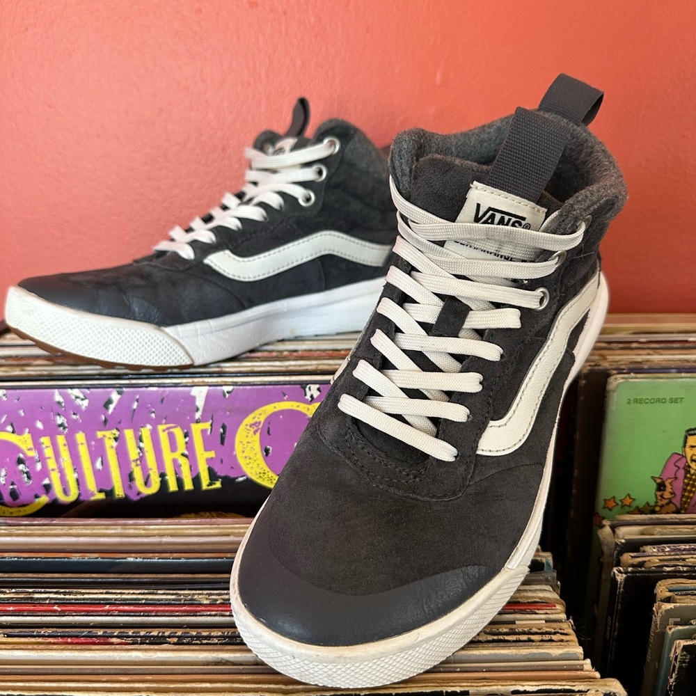 Vans UltraRange Charcoal and White High-Top Sneakers